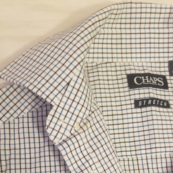 Chaps Boys Blue Black Button Down Shirt size 8 - Picture 4 of 7